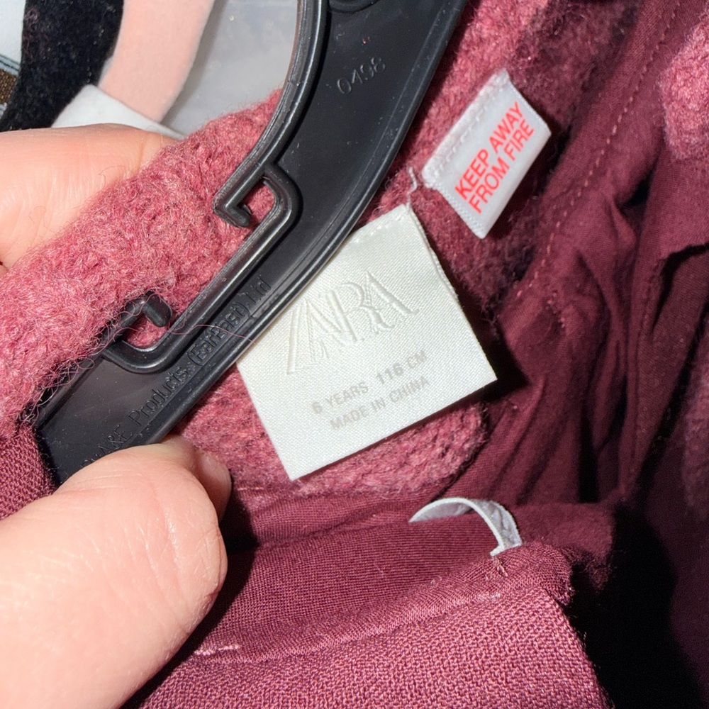 Zara Kids Dress with Bow in Deep Burgundy - Picture 7 of 8